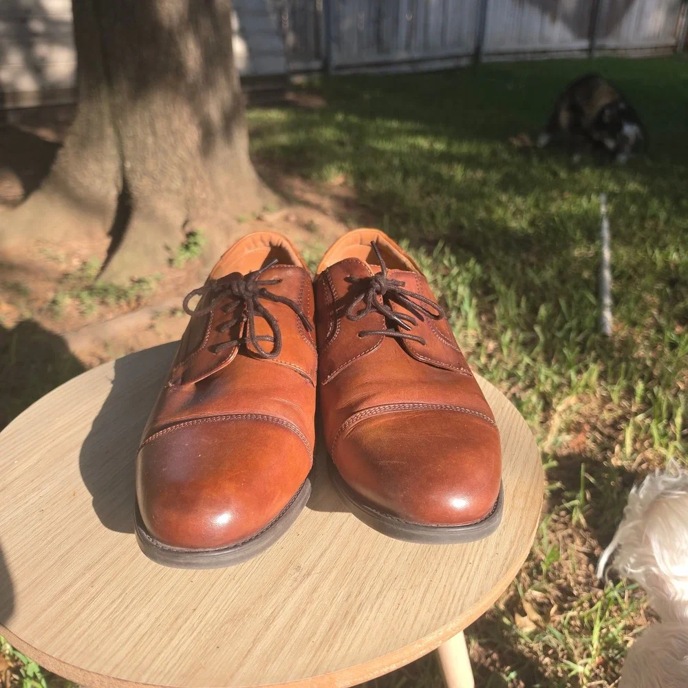 Florsheim Mens Cognac Brown Leather Cap Toe Oxford Comforttech Shoes sz 13EEE
